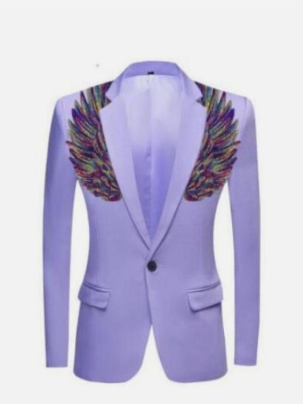 Men’s Sequin Wing Slim Coat Showman Costume Embroidered Suit Blazer Dress Jacket